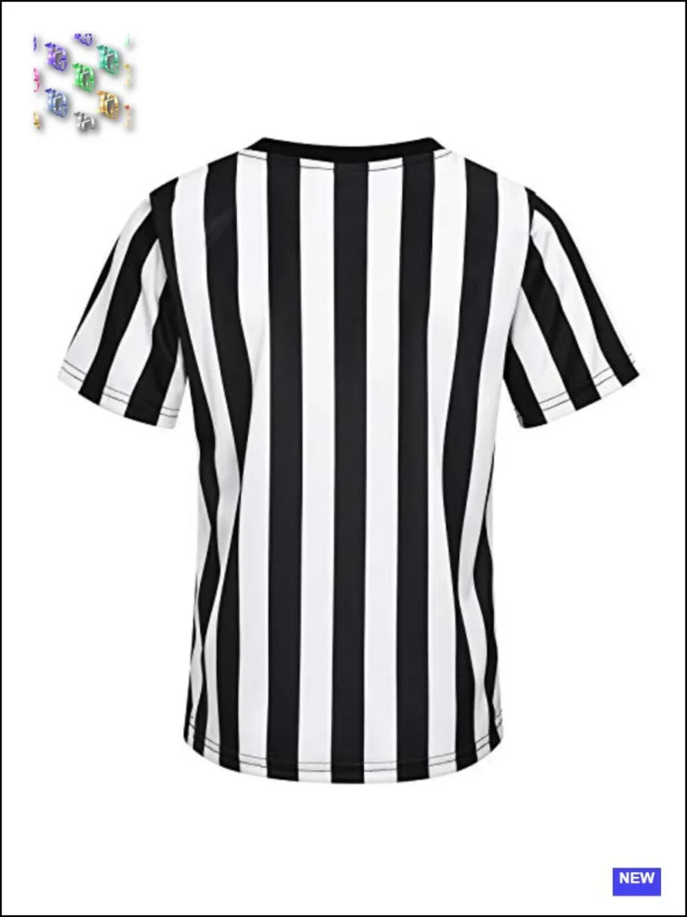 Kid's Referee Shirt Black & White Stripe Polyester Umpire Jersey Pullover
